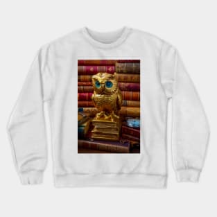 Golden Owl And Old Books Crewneck Sweatshirt